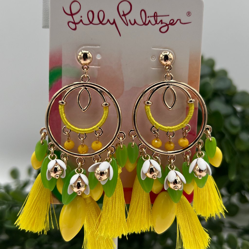 Lilly Pulitzer Gold Tone Drop Earrings With Lemon Fruit Accents 32$